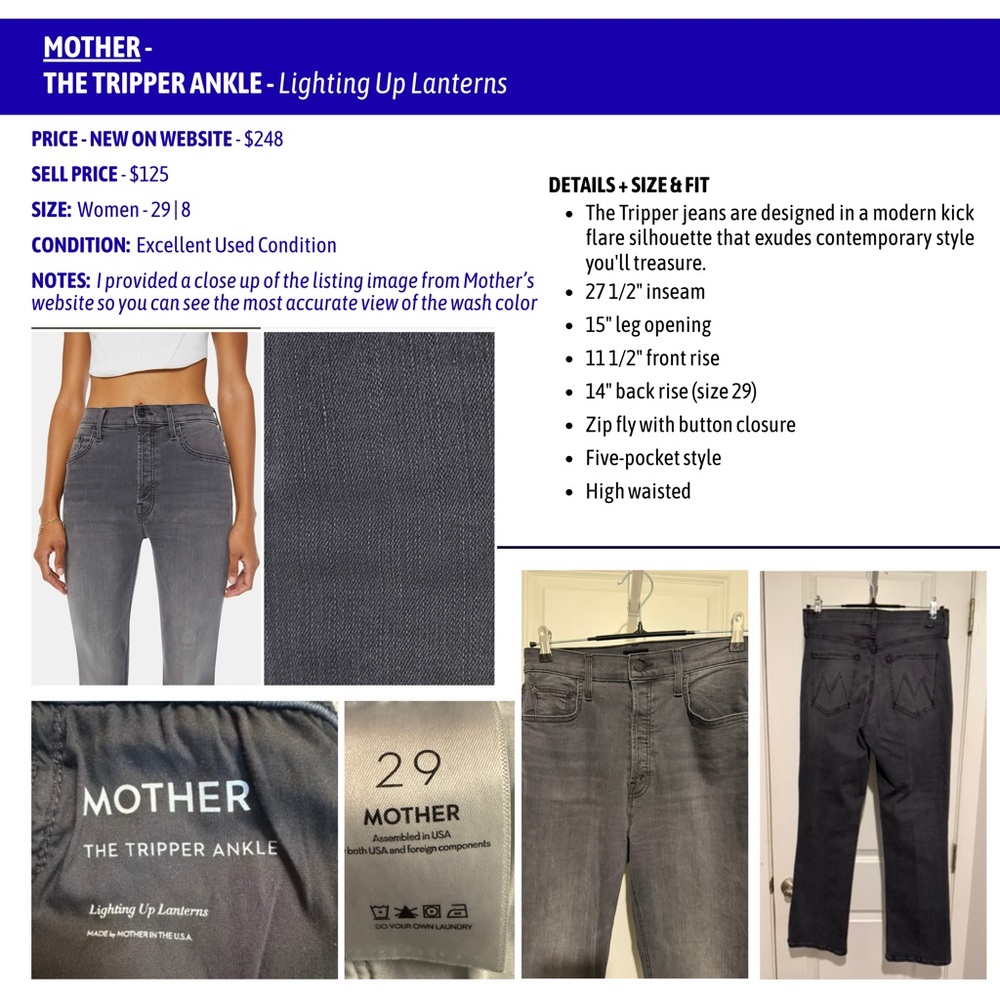 Mother Women's Gray Jeans - Lighting Up Lanterns